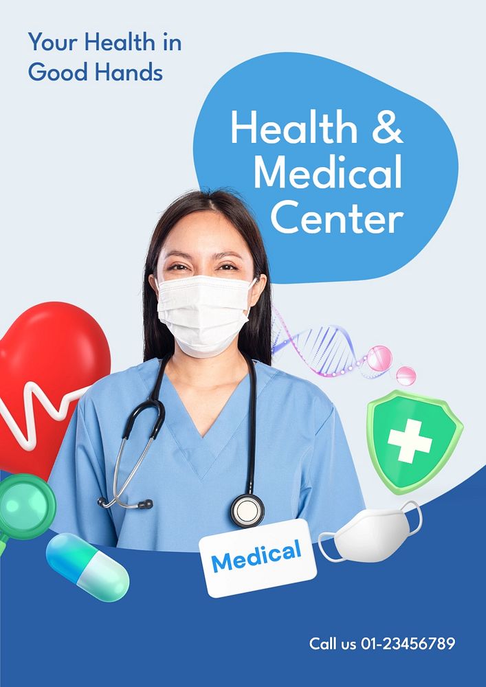 Health & medical center poster template