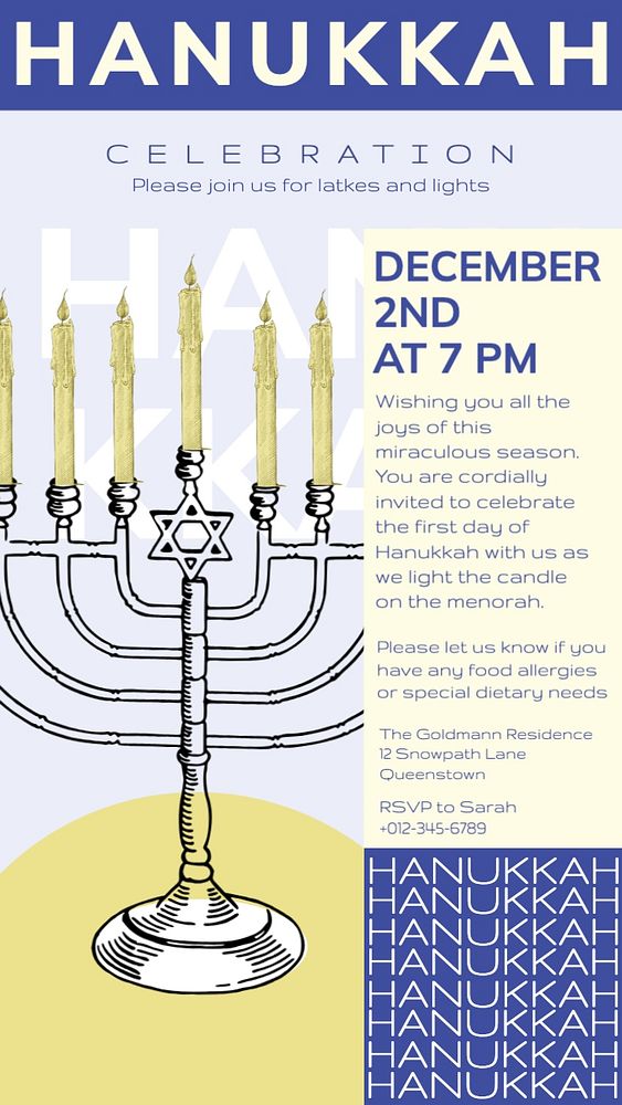 Hanukkah celebration Facebook story template