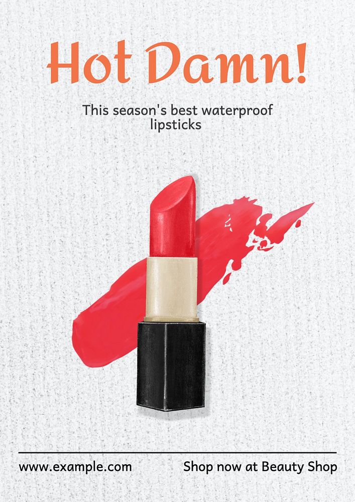 Hot damn lipstick poster template