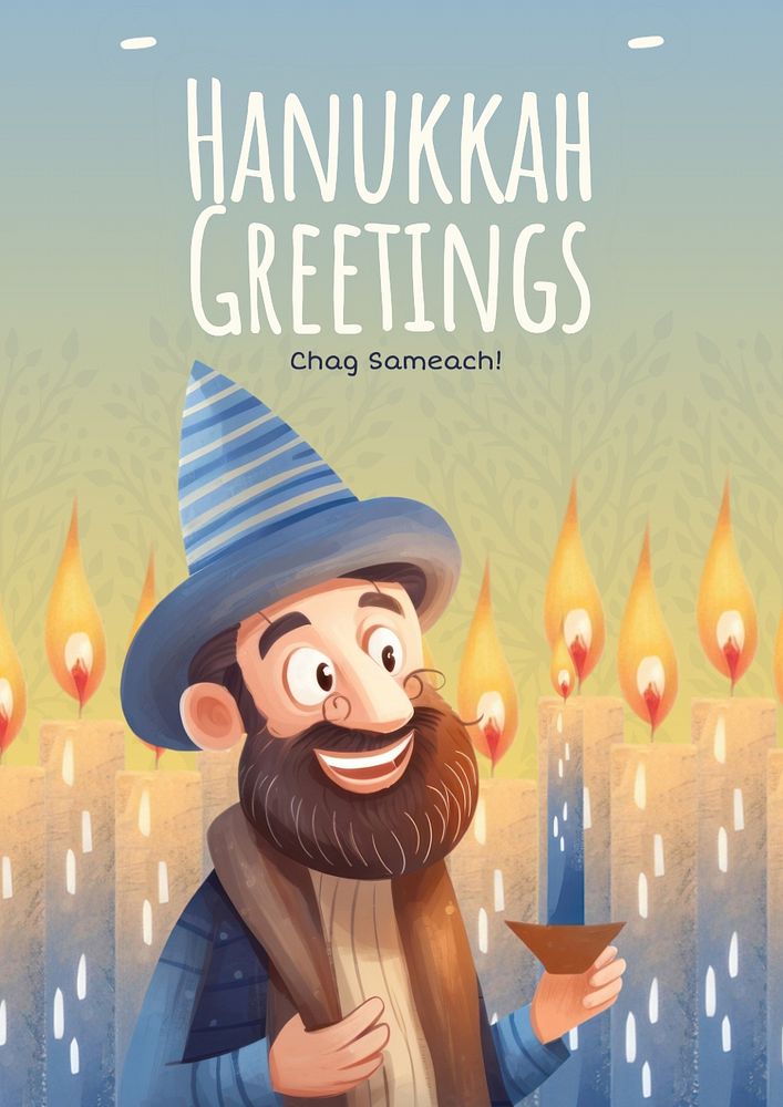 Hanukkah greetings poster template