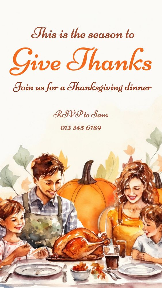 Thanksgiving dinner Facebook story template