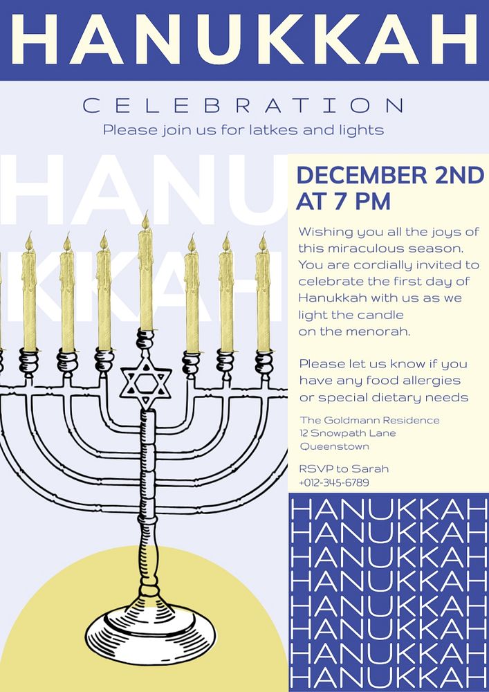 Hanukkah celebration poster template