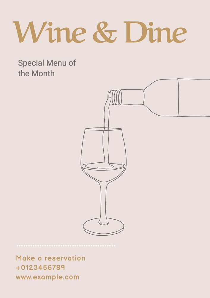 Wine & dine poster template