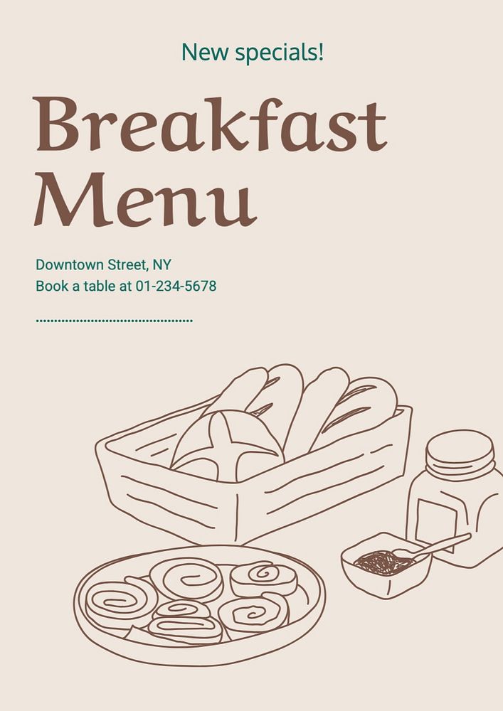 Breakfast menu poster template