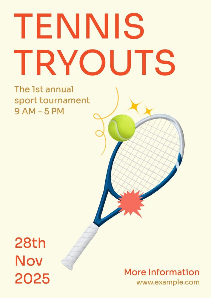 Tennis tryouts poster template