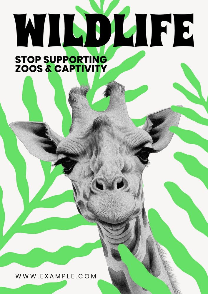 Stop wildlife captivity poster template