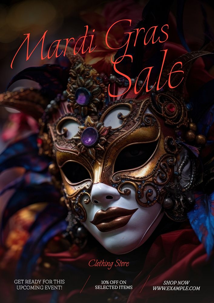 Mardi Gras sale poster template