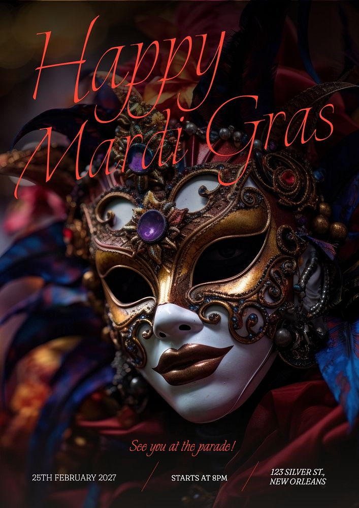 Mardi Gras parade poster template