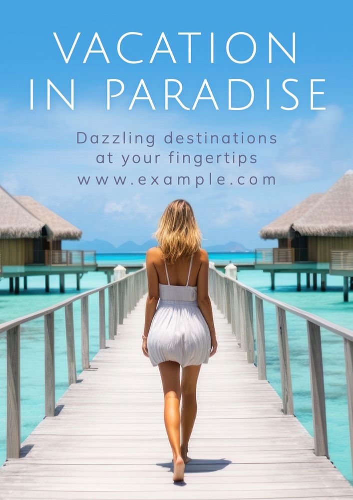 Vacation in paradise poster template