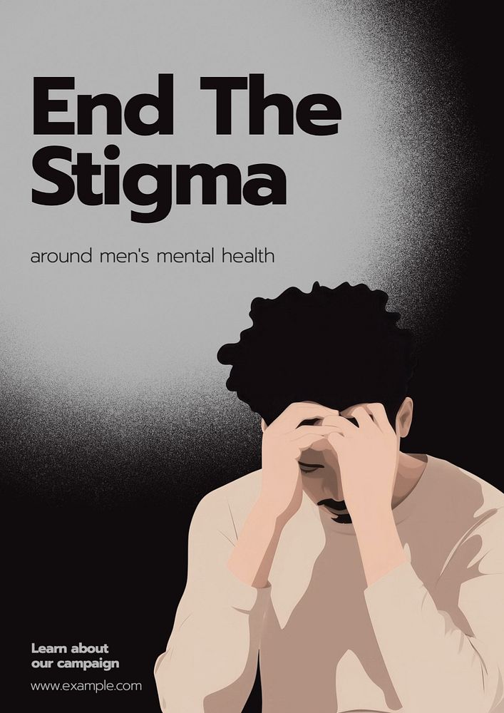 Men's mental health poster template