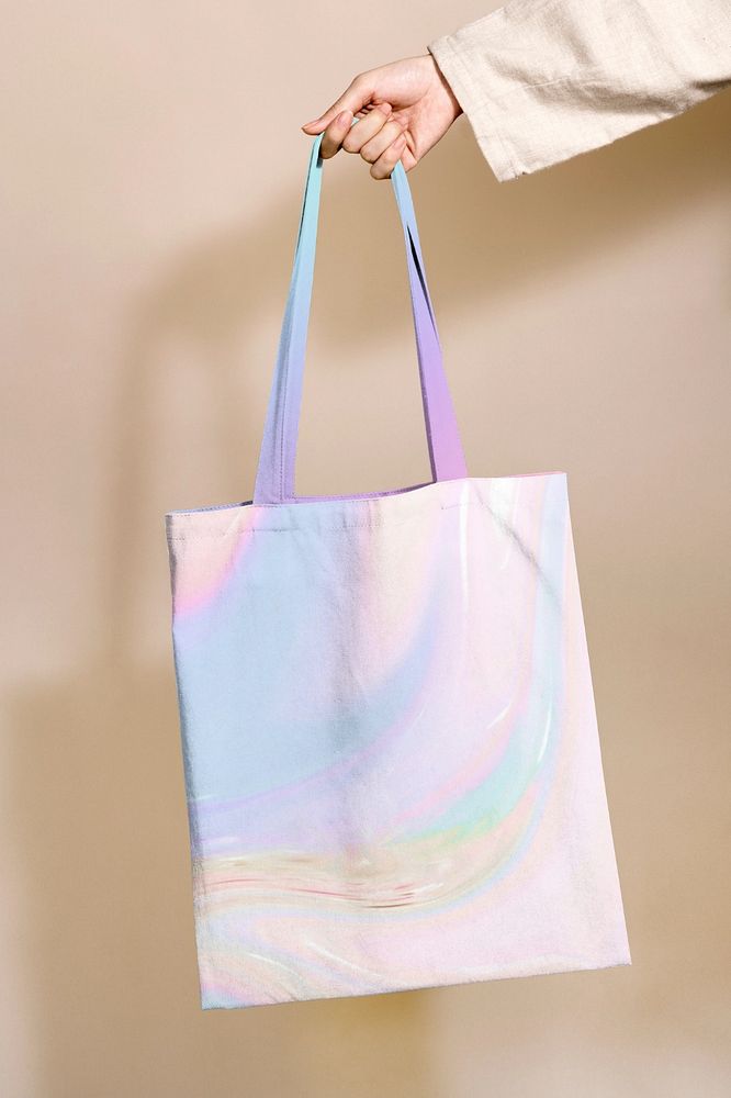 Tote bag mockup, beige aesthetic design