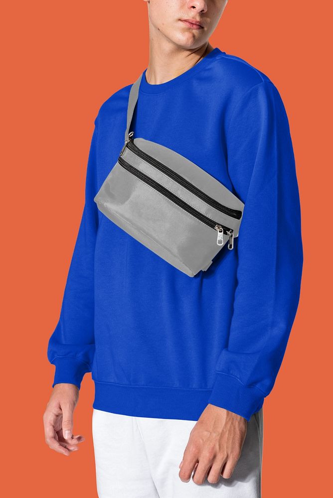 Fanny pack mockup, men's fashion editable design