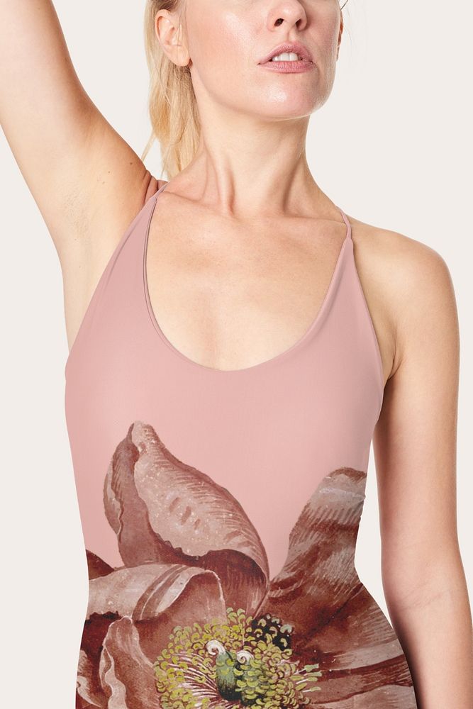 One piece swimsuit mockup, women's summer fashion design