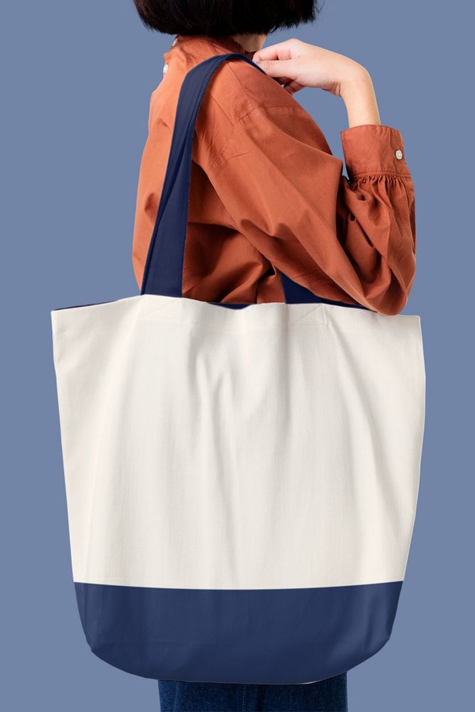 Tote bag mockup, female model, editable design