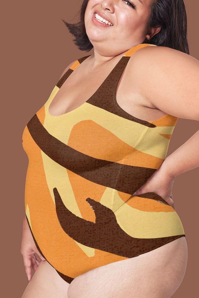 Female plus size swimwear mockup, editable design