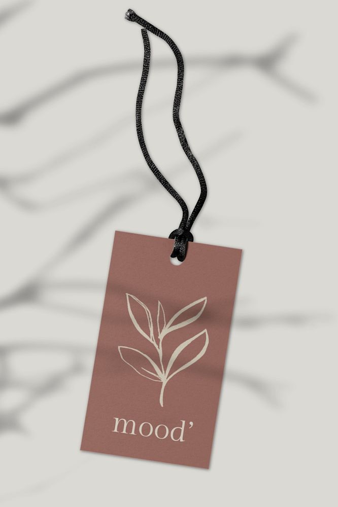 Clothing label mockup, aesthetic earth tone design