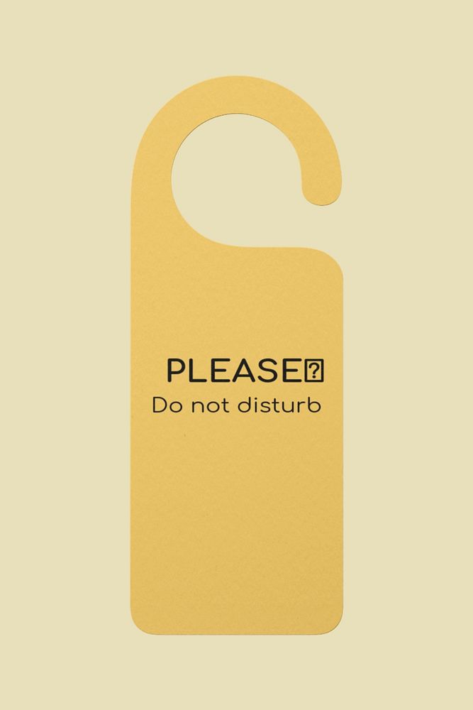 Door hanger mockup, yellow 3D design 