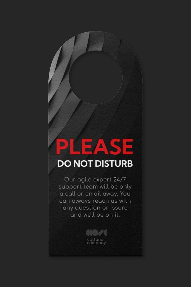 Door hanger mockup, black 3D design 