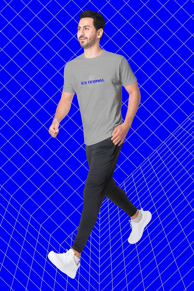 T-shirt mockup, sweatpants, men's sportswear