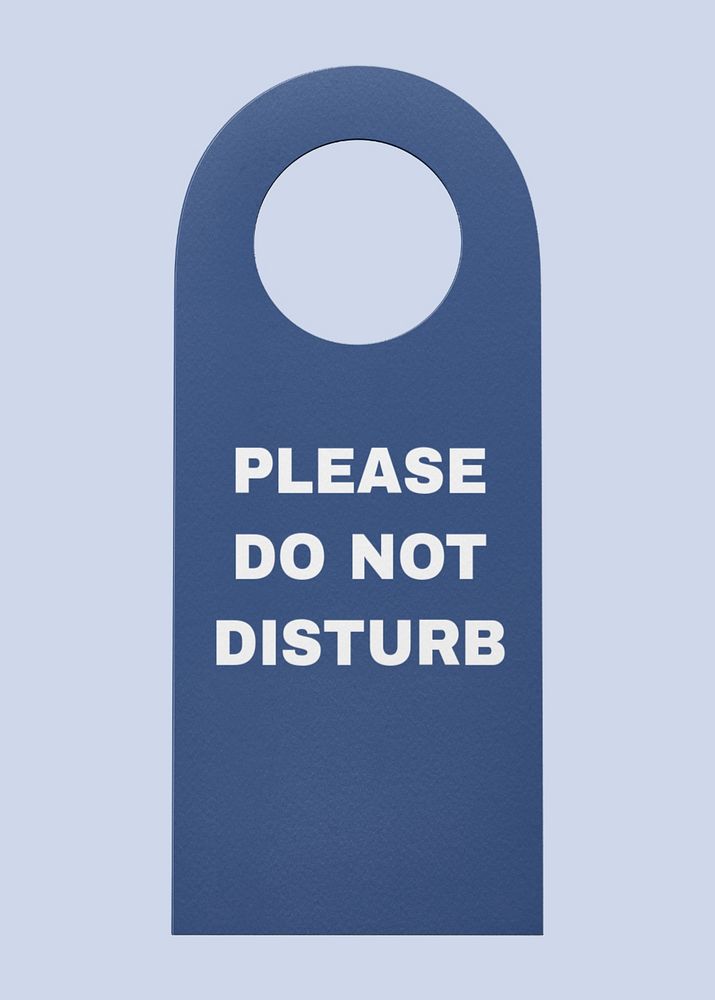 Door tag mockup, blue 3D rendering design 