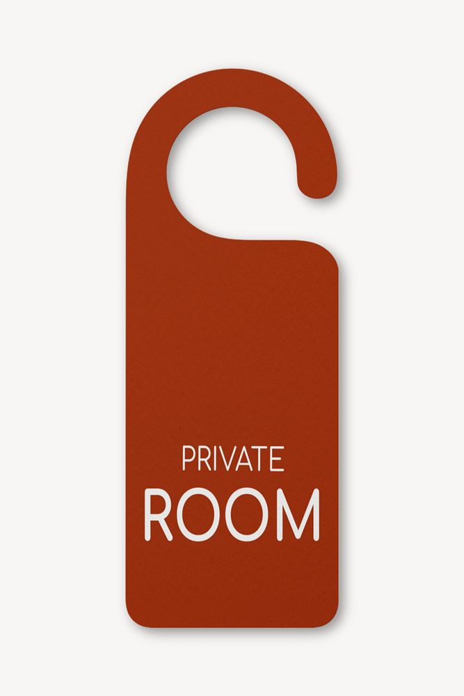 Door tag mockup, red 3D design 