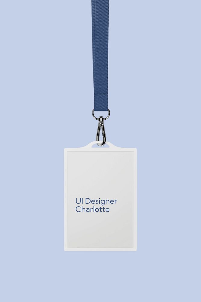 ID card holder mockup, blue 3D rendering design 