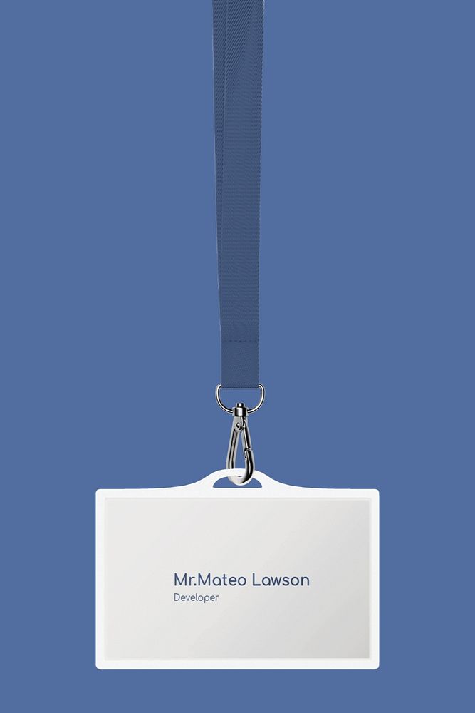 ID card mockup, blue 3D rendering design 