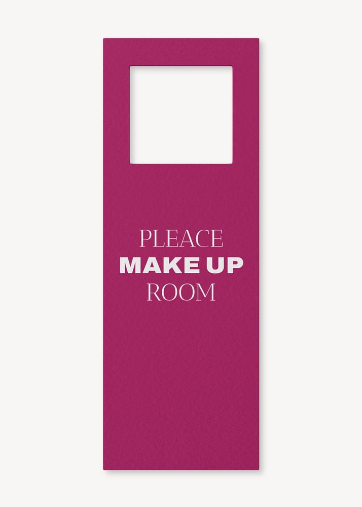 Door tag mockup, pink 3D rendering design 