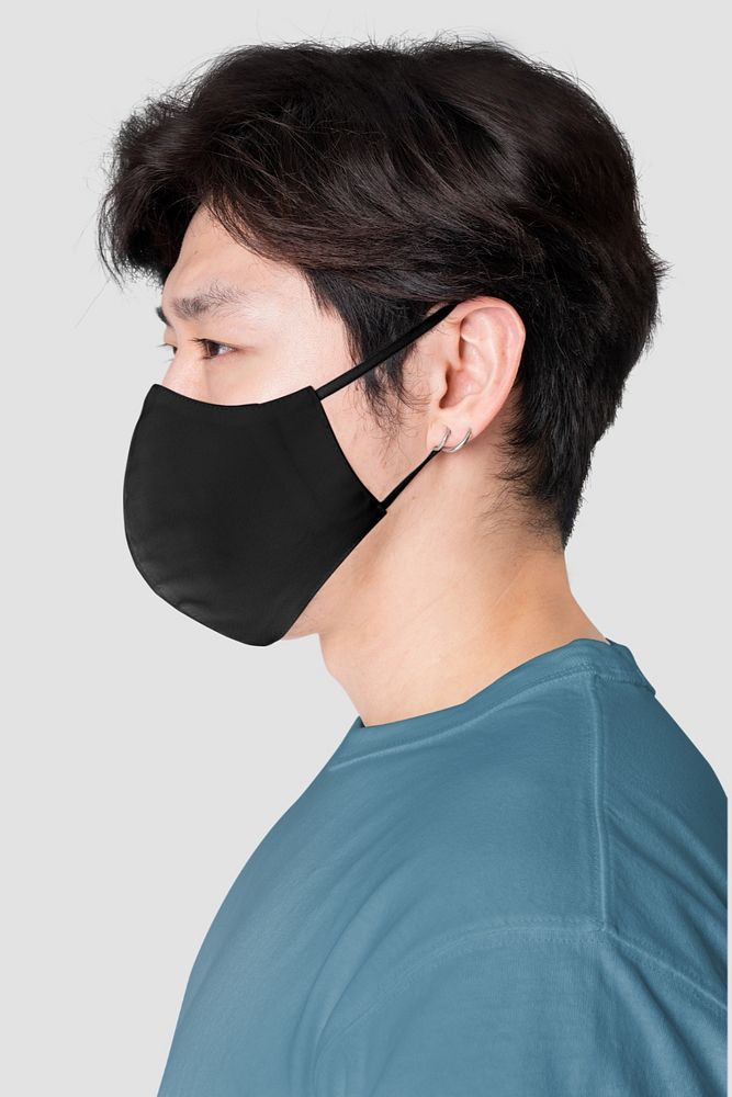 Face mask mockup on Asian man, editable design