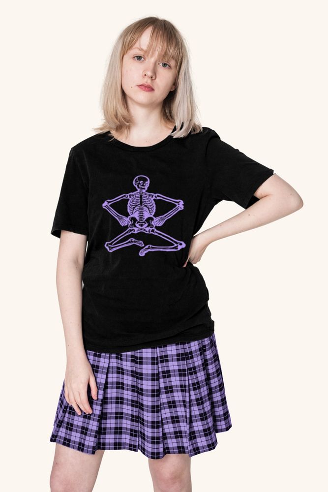 Women's t-shirt & skirt mockup, editable teen fashion design