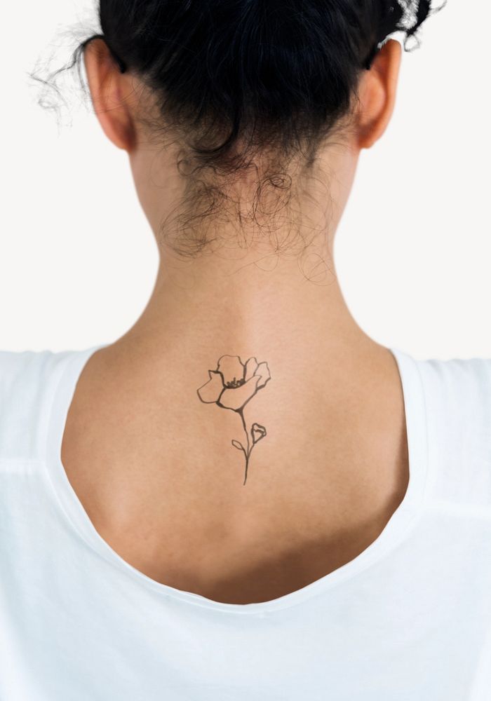 Editable tattoo mockup, woman's back design