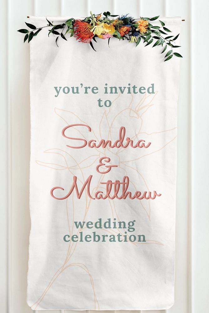 Wedding banner mockup, editable design