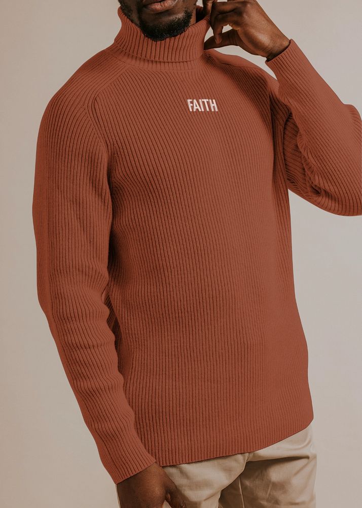 Turtleneck shirt mockup, men's fashion 