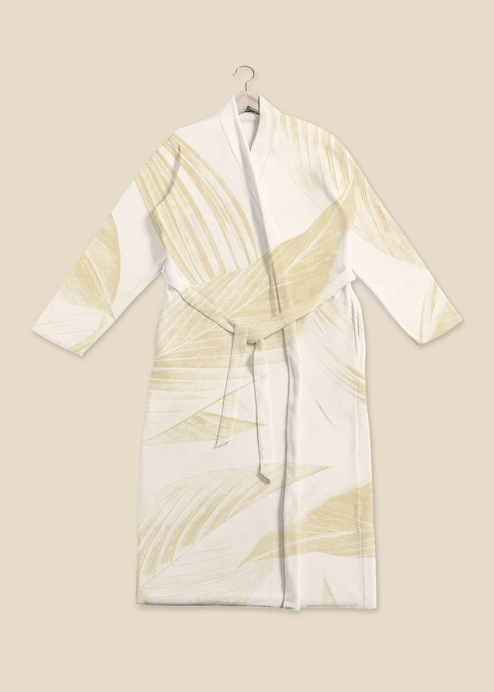 Bathrobe mockup, leaf pattern design