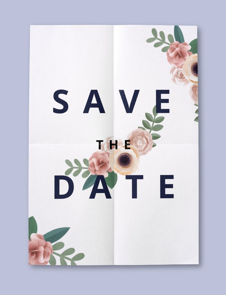 Poster paper mockup, wedding floral design