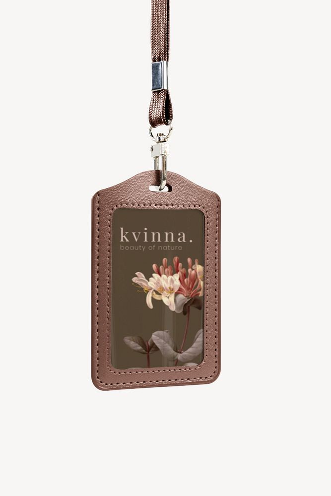 ID card holder mockup, aesthetic floral design