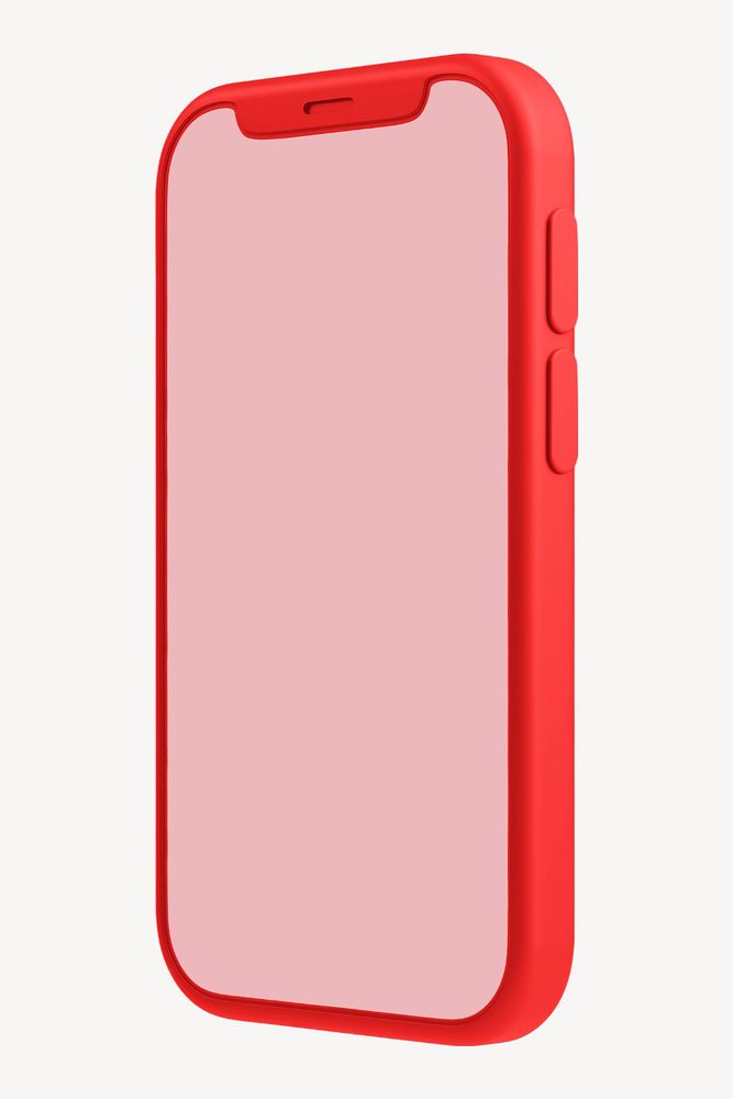 Red smartphone mockup, customizable design