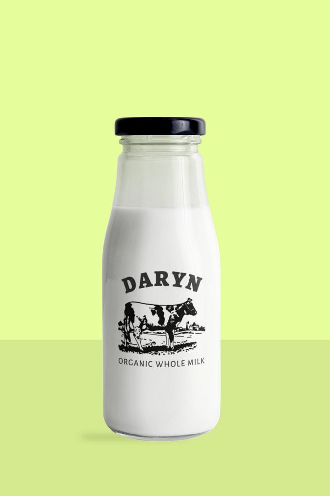 Milk bottle mockup, editable design