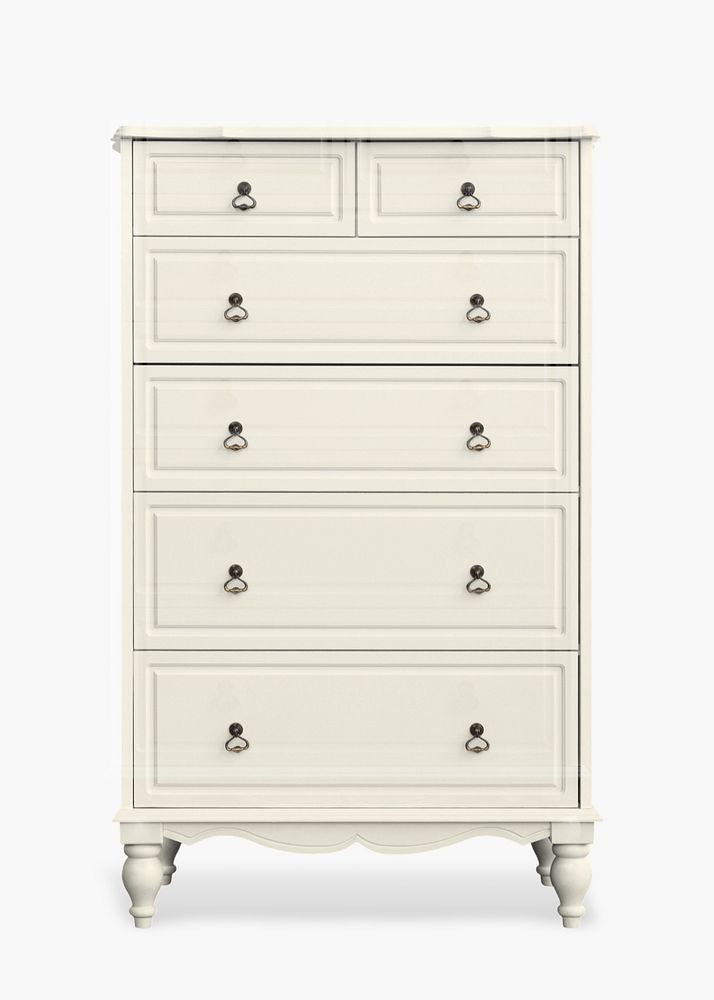 White chest of drawers mockup, editable design