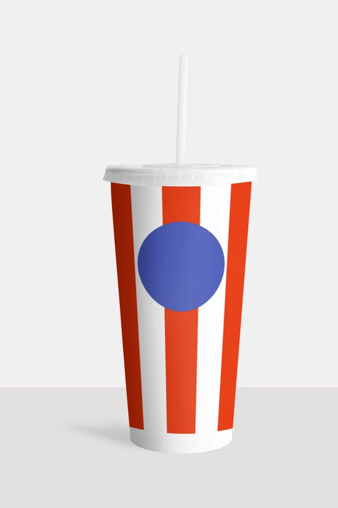 Striped paper cup mockup, editable design