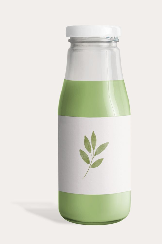 Matcha milk bottle mockup, editable design