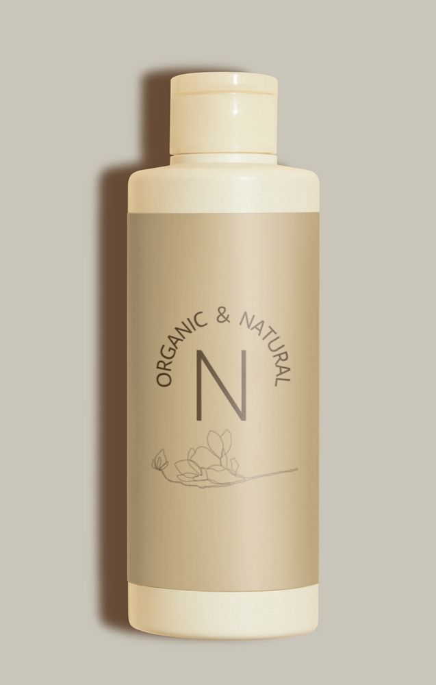 Natural shampoo bottle mockup, editable design