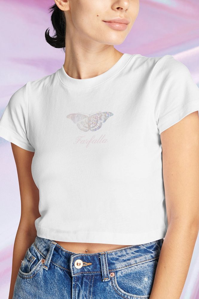 Crop top mockup, editable women's fashion design, remixed by rawpixel