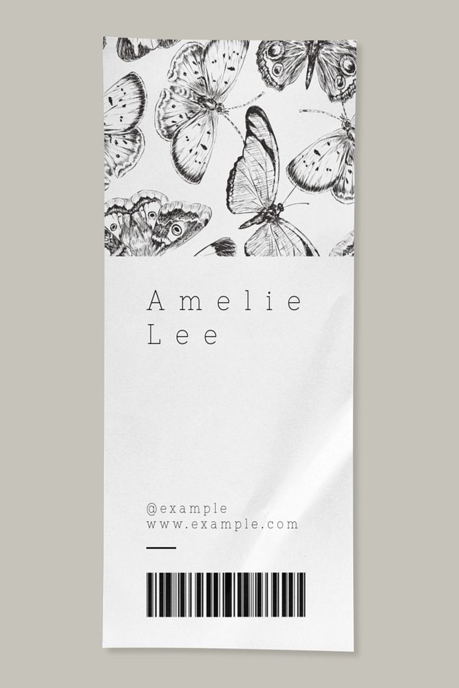 Editable label tag mockup, butterfly pattern stationery design