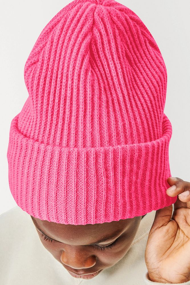 Beanie mockup, kid's fashion editable design