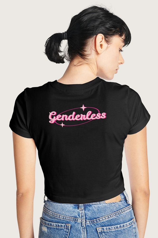 T-shirt mockup rear view, editable women's fashion design