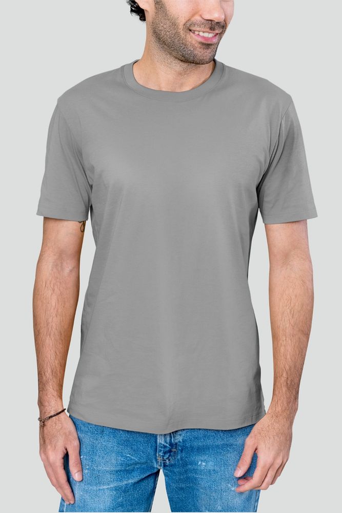 Editable gray tee mockup, men's Summer fashion design