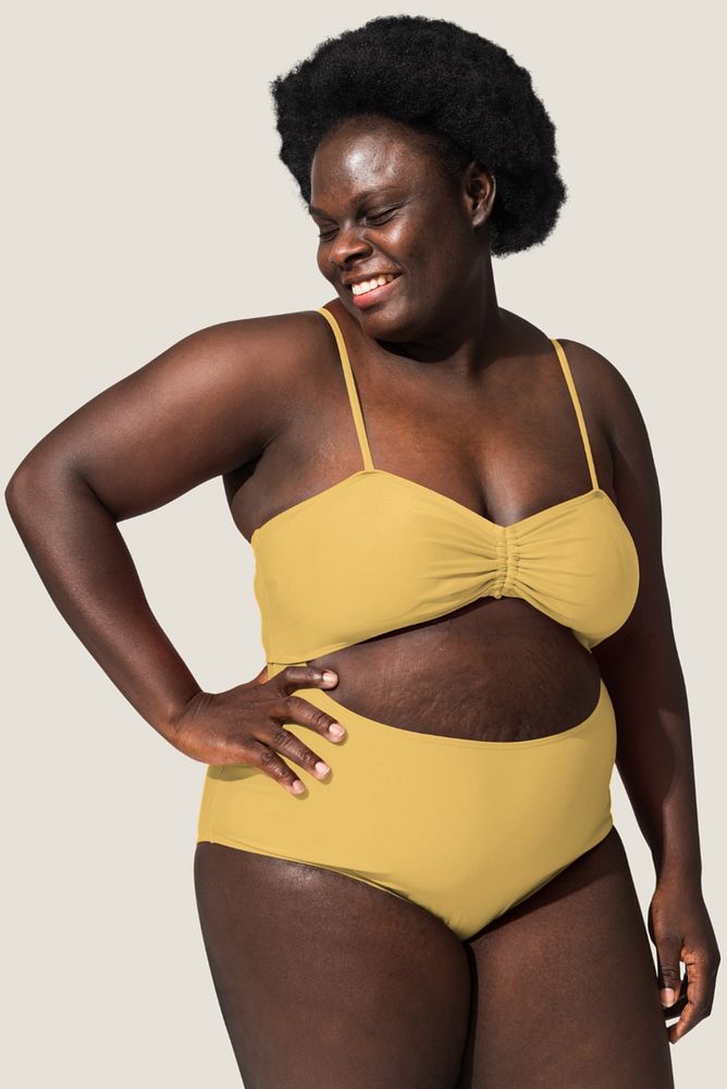 Size-inclusive bikini mockup, customizable Summer apparel