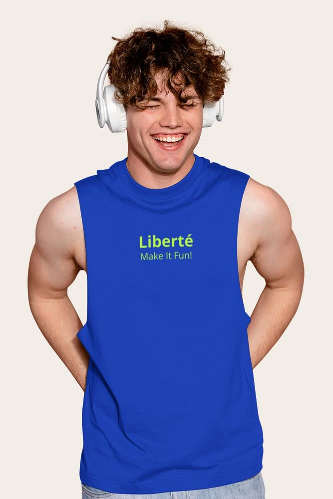 Men's tank top mockup, editable Summer apparel design