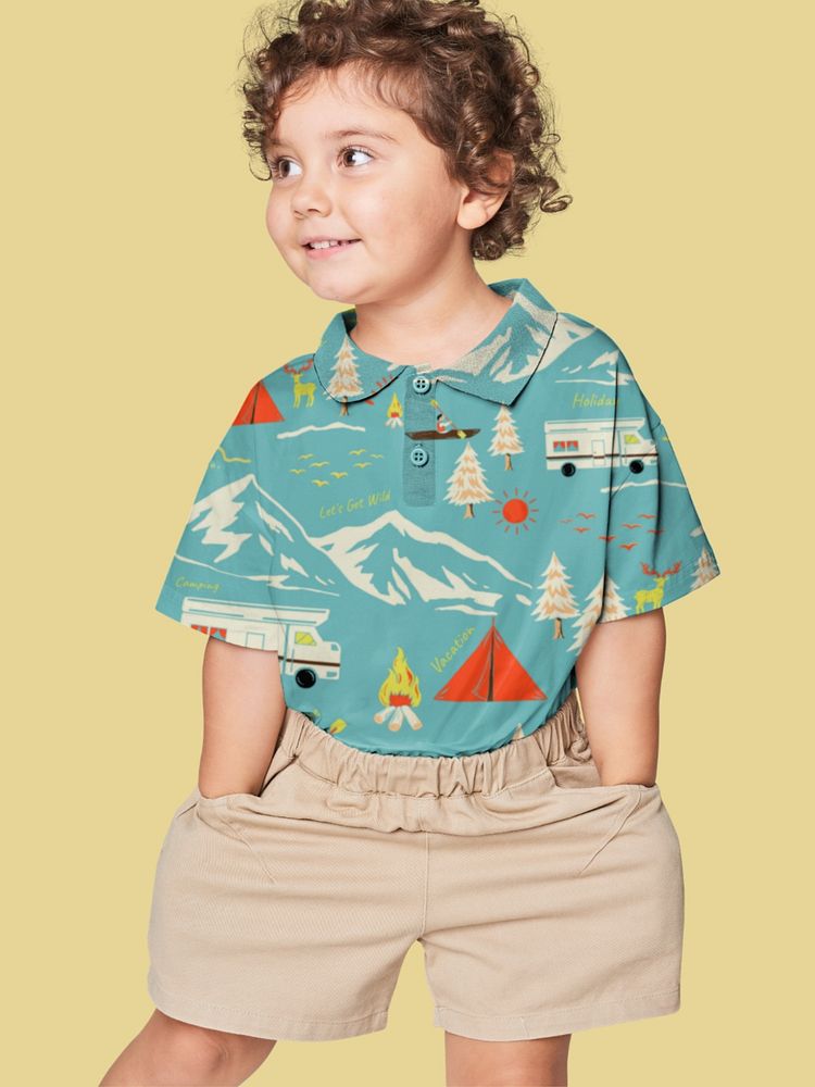 Kid's polo shirt and short pants mockup